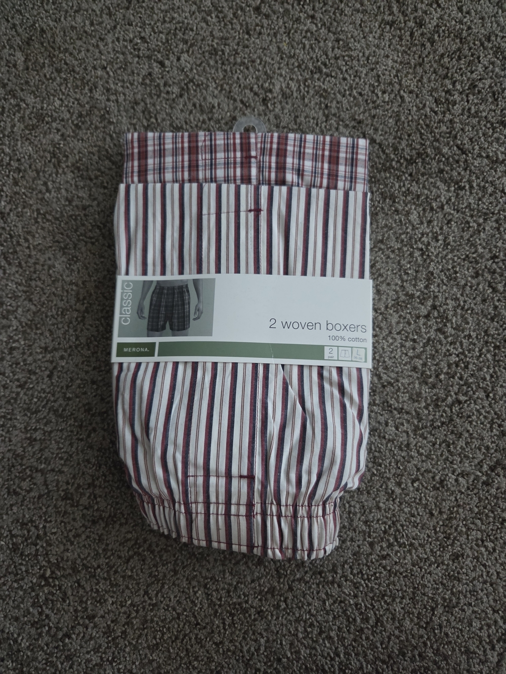 Merona Striped Woven Boxers - White & Burgundy